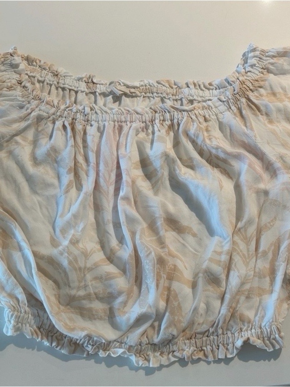 Ocean Drive Cream and Beige Off-Shoulder Crop Top